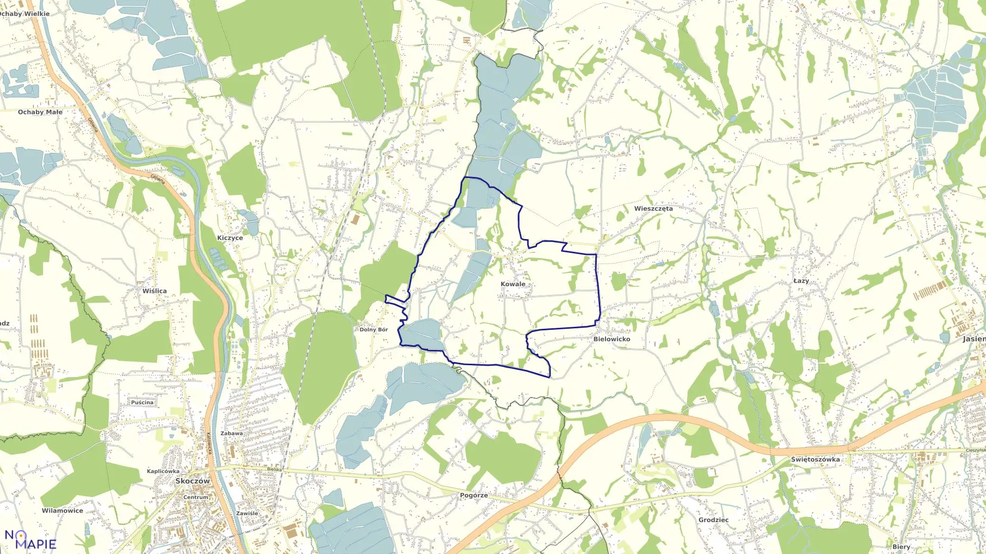 Mapa obrębu KOWALE w gminie Skoczów